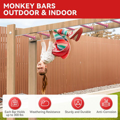 16.5″ Monkey Bars Kit – 12 Pink Metal Rungs for Kids’ Swing Set Playset