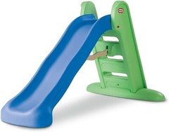 Kids Plastic Slide Backyard Play Indoor Outdoor Green Blue Folding Toddler Fun 