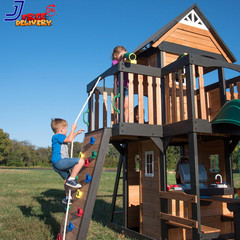 Creek Cedar Wood Swing Set with Wave Slide Clubhouse Play Kitchen Outdoor Playse