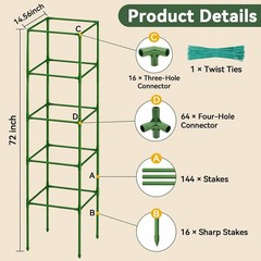 Halatool 4 Pack 72″ Extra Tall Square Tomato Cages, Heavy Duty Metal Plant Suppo