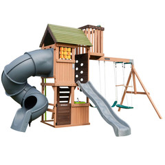 KidKraft Tennyson Twist Wooden Outdoor Swing Set with Surf Swing Free Shipping