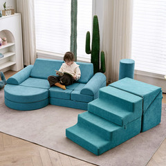 Toddler Counch Slide Indoor Playground Set, Safe Soft Foam Climbing Blocks with