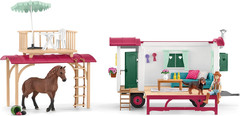 Horse Club – 113PC Interactive Camping Trip – Car and Camper Caravan Playset wit