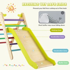 2-in-1 Wooden Climbing Triangle Set Triangle Climber w/ Ramp Multi-color