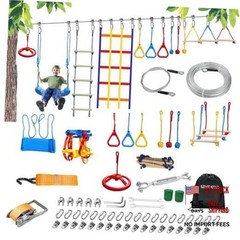 65FT Ninja Warrior Obstacle Course for Kids Backyard Outdoor 65FT 13Pcs Ratchet