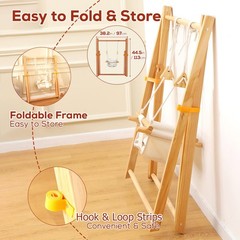 Wooden Swing Set for Toddlers 6-36 Months, Foldable Baby Swing Set with Durable