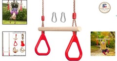 Sturdy Wooden Trapeze Swing Bar with Gym Rings for Kids – Indoor & Outdoor Fun