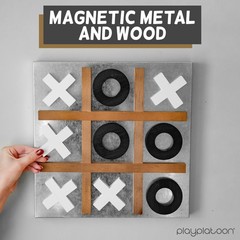 Play Platoon Metal & Wood Magnetic Tic Tac Toe Wall Mounted Games – 13.5 Inch Ta