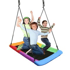 Saucer Tree Swing, Waterproof Giant Outdoor Rectangle Platform Swing for Kids