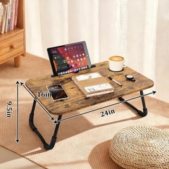 Lap Desk Foldable Laptop Table Portable Bed Tray Desk with Holders for Cup an…
