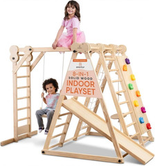 8-In-1 Indoor Play Gym – Toddler Jungle Gym for Kids Ages 2–6 – Indoor Playgroun