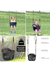 Heavy-Duty High Back Full Bucket Toddler Swing Seat with Locking Carabiners a…