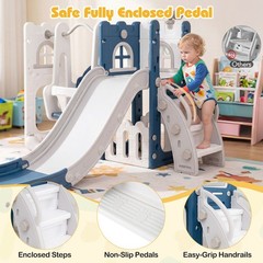 7 in 1 L-shaped Toddle Swing and Slide Set w/Swing, Basketball Hoop & Telescope