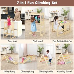 7-in-1 Toddler Climbing Toy Set w/ Reversible Ramp Convertible Step Stool