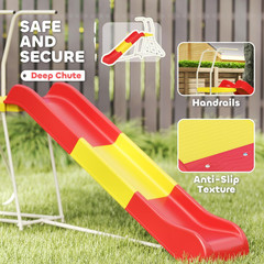 6Ft Slide for Kids, Metal Freestanding Playground Equipment with Climbing Ladder