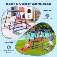7-In-1 Kids Indoor Playground w/ Slide Climbing Net Crowling Ladder Rope Ladder