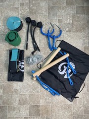 Ninja Obstacle Course 7 Obstacles Monkey bars Swing Rings 36’ Slackline Into Kit