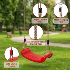Outdoor Kids Swing Seat 220 lbs Hanging Plastic Swing with Adjustable Rope Tree