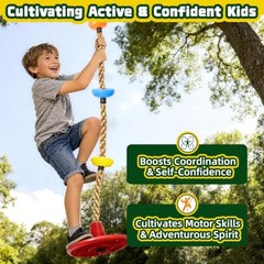 Tree Swing for Kids, 330LB Capacity Heavy Duty Climbing Rope with Platforms Red
