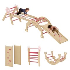 For 1-3 Years Old Baby Kids Indoor Play This Pink Triangle Set Wood Jungle Gym A