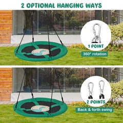 40 Inches Saucer Tree Swing Flying Circle Seat with Adjustable Ropes Green