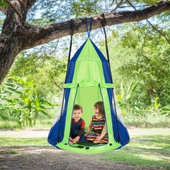 Goplus 40″ Kids Hanging Chair Swing Tent Set Hammock Nest Pod Seat Green