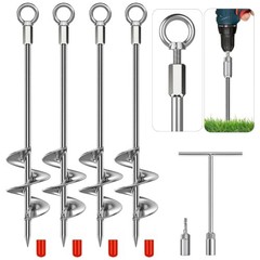 Ground Anchors Screw in Set of 2/4/8, Trampoline Anchors High Wind 18″-4PCS