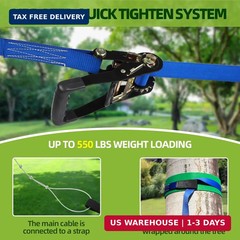 Zipline for Backyard Kids and Adults: 200FT Up to 400 lbs – Updated Removable De