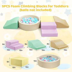 Foam Climbing Blocks for Toddler: with 4-Piece PU Leather Climbing Toys and a Ba