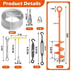 4 Pack 18″ Fully Welded Ground Anchors Shed Anchor Kit with 1/8″ Galvanized C…