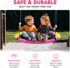 HOTJUMP 40 Inch Saucer Tree Swing for Kids Outdoor, Textilene Fabric Tear & UV R