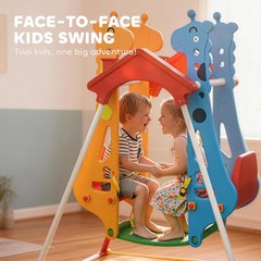 Qaba Kids Indoor Swing with Double Seats and Safety Belts, Mixed-Color