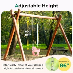 DECORLIFE Toddler Swing High Back Full Bucket Baby Seat 330lb Capacity Pink