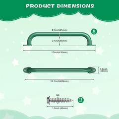 SELEWARE 6-Pack 17-Inch Green Metal Playground Safety Handles – Heavy-Duty, N…