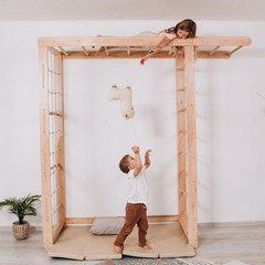 Indoor Monkey Bars Kids Climbing Ladder Net Pull Up Bar Home Gym Montessori
