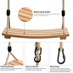 Wood Tree Swing Kids Adults Outdoor Adjustable Load 220 Lbs Backyard Fun