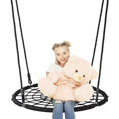40″ Diameter Kids Saucer Tree Swing Set with PE Rope Backyard Outdoor Black