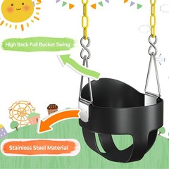 Kids High Back Full Bucket Swing Chair Toddler Infant Swing Outdoor Play Toys