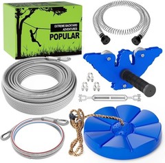 Durable Stainless Steel Zip Line Kit with Safety Brake – Family Outdoor Fun