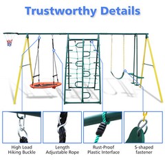 Kids Outdoor Heavy Duty Swing Set Seesaw Climbing Basket Playground 6in1 Playset