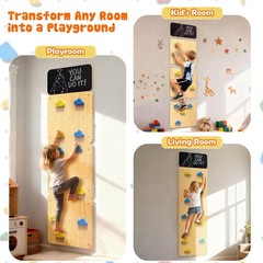 Wooden Climbing Wall, Kids Indoor Climbing Wall Panels with 12 Rock Holds, Mo…