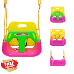 IFOYO Pink 3-in-1 Kids Swing Seat, Detachable High-Back, Indoor/Outdoor