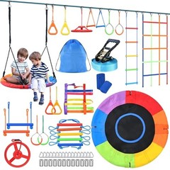 Ninja Obstacle Course 50FT Kids Backyard Monkey Bars