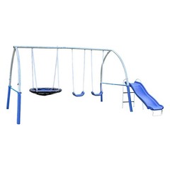 XDP Recreation SuperDisc PLUS Safe-Arch Backyard Swing Set, Metal, Silver & Blue