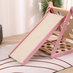 6-In-1 Pikler Climbing Set Foldable Pink Triangle and Slide Board Baby Toy-Fun a