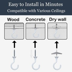 2 Sets Large Swag Ceiling Hooks 2.4 inch Heavy Duty Metal Ceiling Hooks for H…