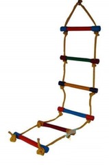Wooden Ladder for Kids for Physical Activity (7 Wooden Round Sticks with S Hook)