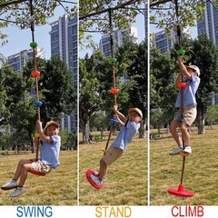 Tree Climbing Rope and Kids Disc Swing Seat Set Outdoor Backyard Playground A…