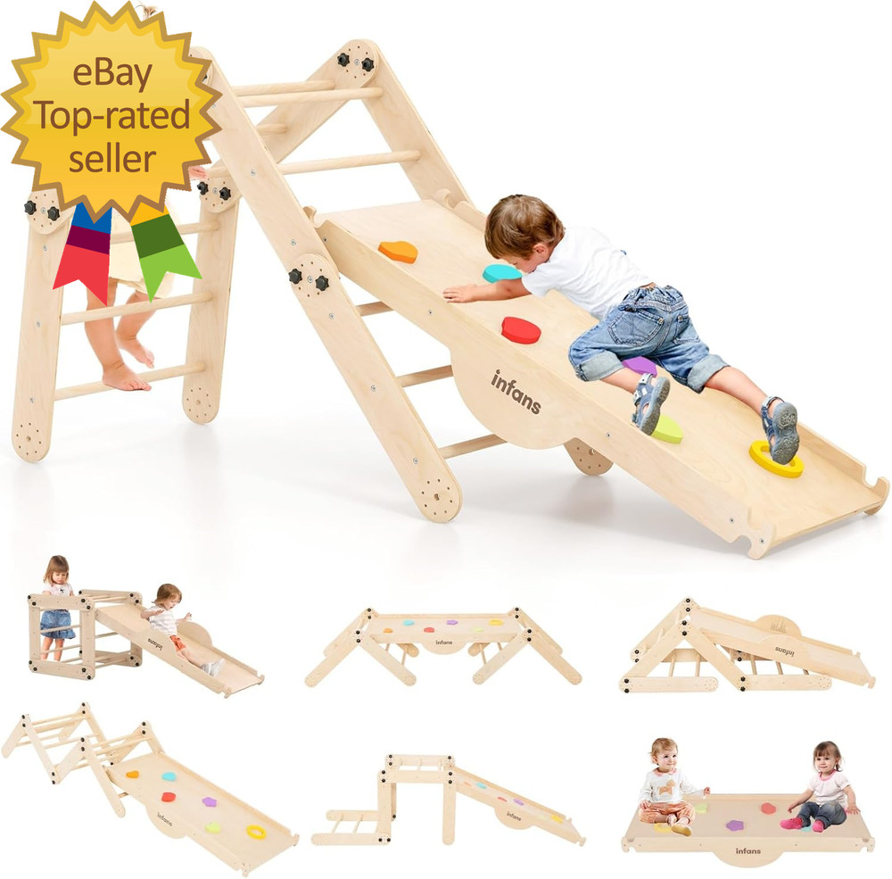 12 in 1 Climbing Toys for Toddlers Upgrade Wooden Montessori Foldable Triangle
