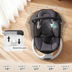 Electric Baby Swing with Remote Control – 5 Natural Motion Speeds, Detachable…